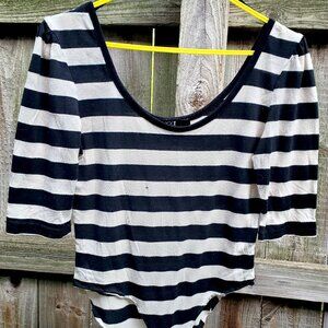 DIY ultra high-leg striped bodysuit